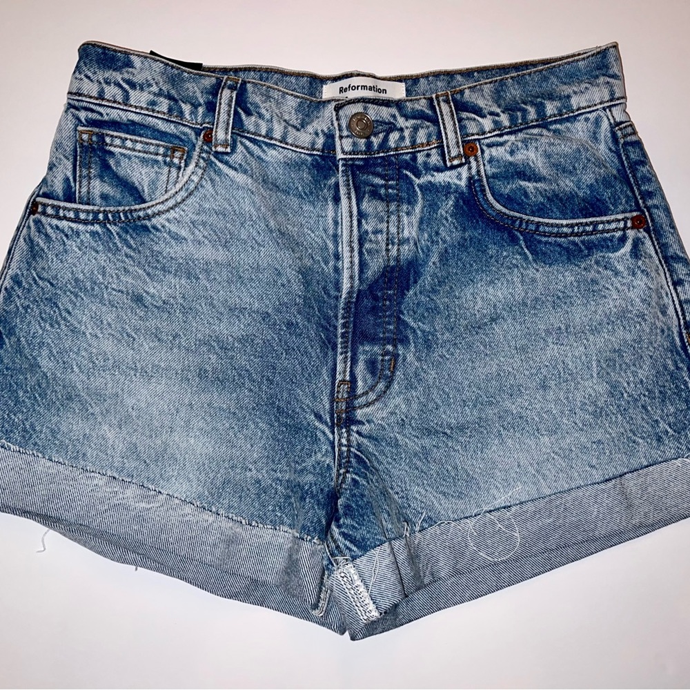 NWOT Reformation Jeans Charlie Cuffed High Rose Jean Shorts